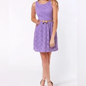Papaya sleeveless lavender laced dress